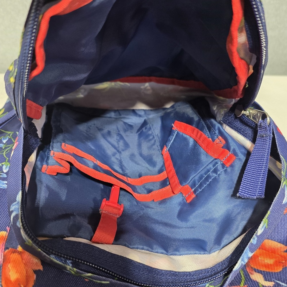 JanSport Big Student Blue Floral Backpack Polyester Zip Pockets - Picture 13 of 15